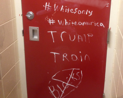 Graffiti in Maple Grove High School bathroom